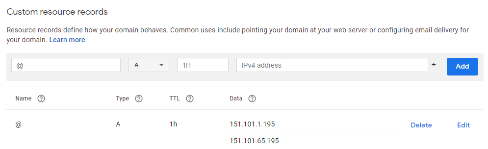 Google Domains - DNS Provider