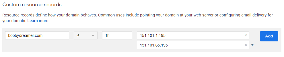 Google Domains - DNS Provider