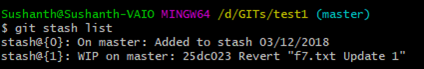 git stash list