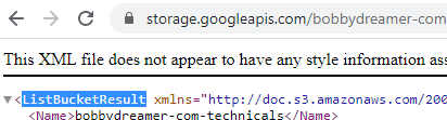 Cloud Storage XML namespace