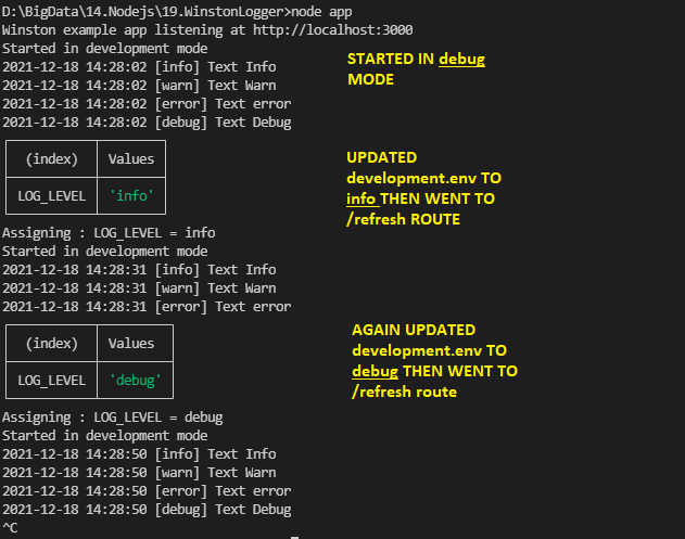 Express app execution