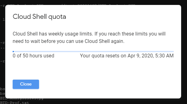 Cloud Shell - Quota