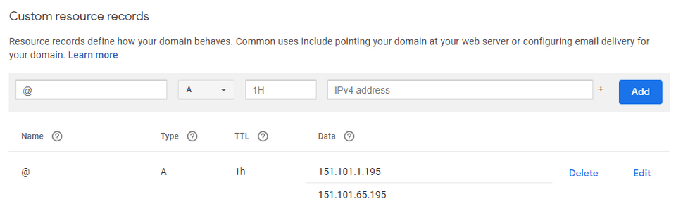 Google Domains - DNS Provider