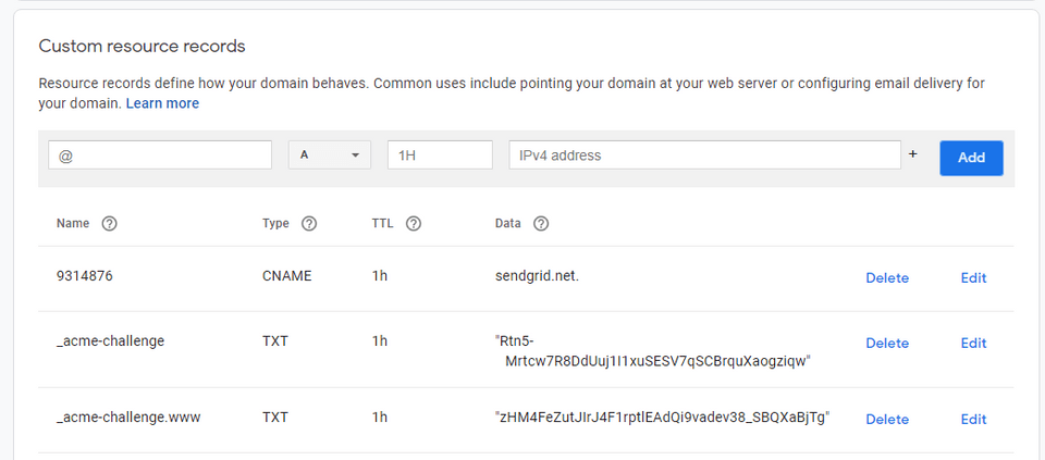 Google Domains - DNS Provider