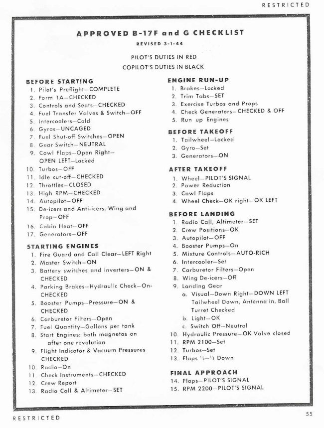 B17 - Checklist 1930s