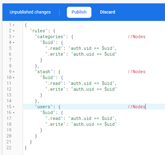 Firebase : Stash rules