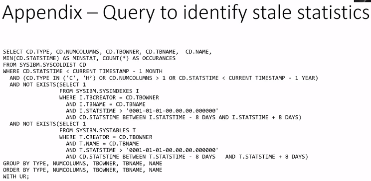 Identifying Stale Statistics